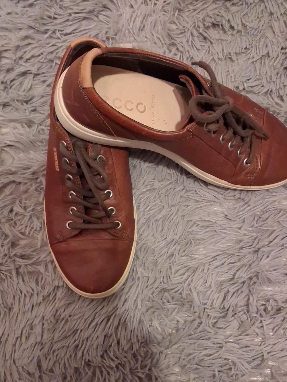 Ecco Men's Chestnut Brown Leather Lace-Up Sneakers Sz 8.5